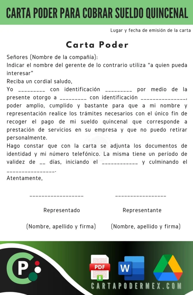 Carta Poder para Cobrar Sueldo Quincenal 1 carta poder para cobrar sueldo quincenal